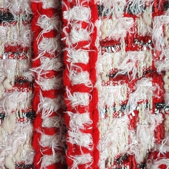 NWOT Amen Wardy Aspen Metallic Tweed Mid Length Jacket Pink Red Size FR36 - Picture 7 of 17